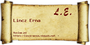 Lincz Erna névjegykártya